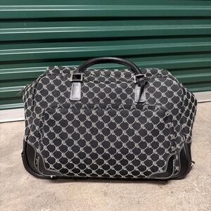 Ralph Lauren RL Series 1000 Monogram D Green Luggage 20” Wheeled Carry On Duffle